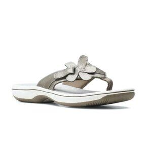 Clarks Women's Cloudsteppers Brinkley Flora Pewter Sandals Size 9 NWOB